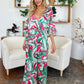 Double Take Full Size Half Sleeve Wide Leg Jumpsuit