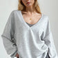 Basic Bae V-Neck Dropped Shoulder Long Sleeve Sweatshirt with Bra