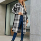 Plaid Pocketed Button Up Trench Coat