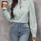 Striped Tie Neck Long Sleeve Blouse