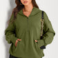 Pocketed Half Zip Long Sleeve Hoodie