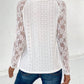 Lace Eyelet V-Neck Long Sleeve Blouse