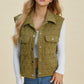 Double Take Full Size Pocketed Texture Snap Down Vest Coat