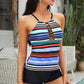 Striped Cutout Swim Top