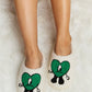 Melody Love Heart Print Plush Slippers