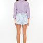 Kancan High Rise Frayed Hem Denim Shorts