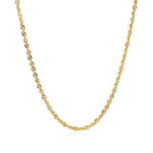 10K Yellow Gold Hollow Diamond Cut Rope Chain (2.00 mm)