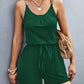 Pocketed Buckle Trim Scoop Neck Romper