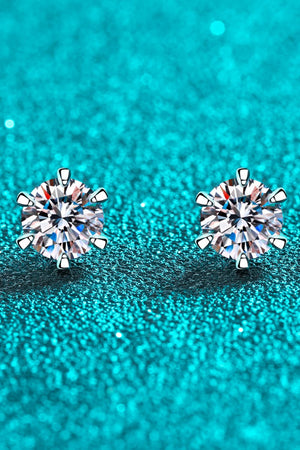 VVS1 1 Carat Moissanite Rhodium-Plated Stud Earrings