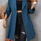 Plus Size Lapel Collar Drawstring Roll-Tab Sleeve Trench Coat