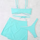 Cutout Spaghetti Strap Three-Piece Swim Set