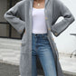 Pocketed Button Up Long Sleeve Hooded Cardigan