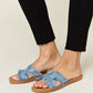 Forever Link Raw Trim Denim H-Band Flat Sandals