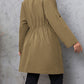 Plus Size Lapel Collar Drawstring Roll-Tab Sleeve Trench Coat