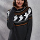 Ghost Pattern Round Neck Long Sleeve Sweater