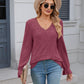 Lace Detail V-Neck Long Sleeve T-Shirt