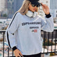 Letter Round Neck Long Sleeve Sweatshirt