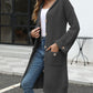 Pocketed Button Up Long Sleeve Hooded Cardigan