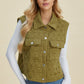 Double Take Full Size Pocketed Texture Snap Down Vest Coat