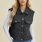 Double Take Full Size Pocketed Texture Snap Down Vest Coat