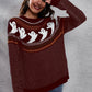 Ghost Pattern Round Neck Long Sleeve Sweater