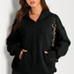 Pocketed Half Zip Long Sleeve Hoodie