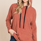 BOMBOM Contrast Drawstring Drop Shoulder Knit Hoodie