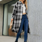 Plaid Pocketed Button Up Trench Coat