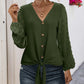 Tied Swiss Dot V-Neck Long Sleeve Blouse