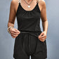 Pocketed Buckle Trim Scoop Neck Romper