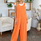 Double Take Full Size Texture Sleeveless Wide Leg Jumpsuit