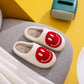 Melody Smiley Face Cozy Slippers (Red/White)