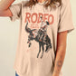 Cowboy Graphic Round Neck Short Sleeve T-Shirt