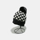 Checkered Knit Hat with Pompom