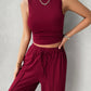 Mock Neck Sleeveless Top and Drawstring Pants Set