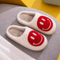 Melody Smiley Face Cozy Slippers (Red/White)