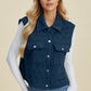 Double Take Full Size Pocketed Texture Snap Down Vest Coat