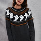 Ghost Pattern Round Neck Long Sleeve Sweater