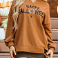 Sequin Letter Graphic Notched Long Sleeve Sweatshirt