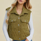 Double Take Full Size Pocketed Texture Snap Down Vest Coat