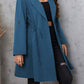 Plus Size Lapel Collar Drawstring Roll-Tab Sleeve Trench Coat