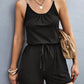 Pocketed Buckle Trim Scoop Neck Romper