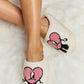 Melody Love Heart Print Plush Slippers