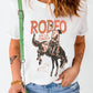 Cowboy Graphic Round Neck Short Sleeve T-Shirt