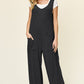 Double Take Full Size Texture Sleeveless Wide Leg Jumpsuit