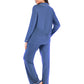 Collared Neck Long Sleeve Loungewear Set with Pockets