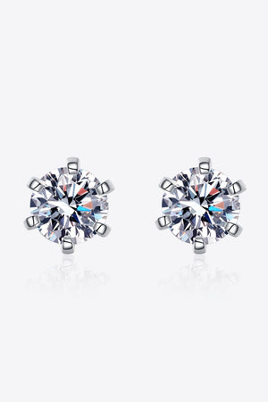 VVS1 1 Carat Moissanite Rhodium-Plated Stud Earrings