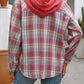 Plaid Long Sleeve Hooded Jacket