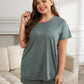 Plus Size Round Neck Short Sleeve Two-Piece Loungewear Set