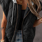 Drawstring Zip Up Hooded Vest Coat